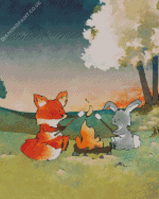 Fox And Rabbit Diamond Painting