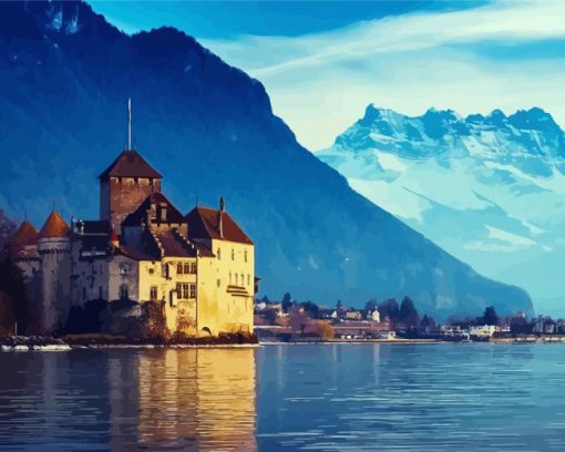 Geneva Chillon Castle Diamond Painting