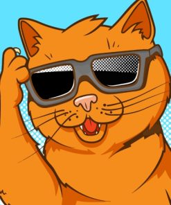 Ginger Cat With Sunglasses Diamond Painting