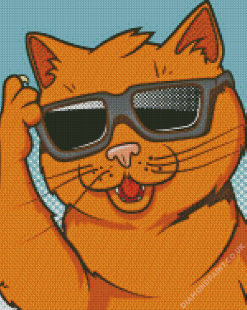 Ginger Cat With Sunglasses Diamond Painting