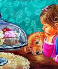 Girl And Dog Diamond Painting