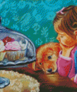 Girl And Dog Diamond Painting