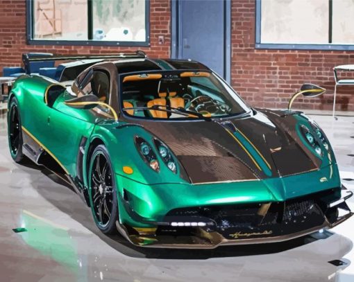 Green Pagani Huayra Diamond Painting