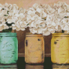 Hydrangeas In Mason Jars Diamond Painting