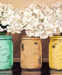 Hydrangeas In Mason Jars Diamond Painting