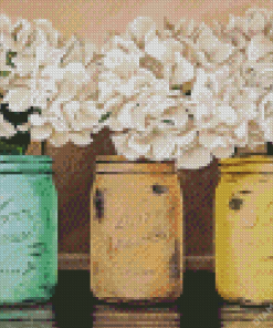 Hydrangeas In Mason Jars Diamond Painting