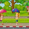 Kids Playing In Rain Diamond Painting