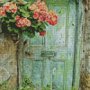 Old Door With Flowers Diamond Painting