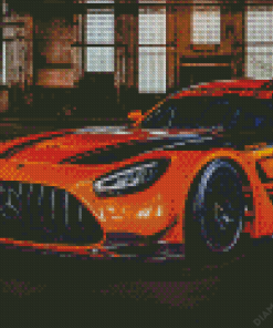 Orange Mercedes Car Diamond Painting