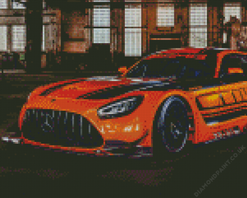 Orange Mercedes Car Diamond Painting