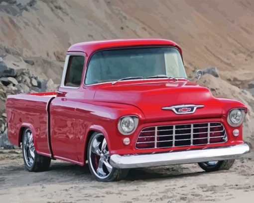 Red Classic Truck Diamond Painting