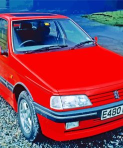 Red Peugeot 405 Diamond Painting