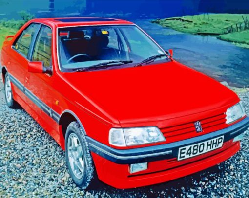 Red Peugeot 405 Diamond Painting