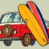 Red Van With Surfboards Diamond Painting