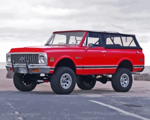 Red Chevy K5 Blazer Diamond Painting