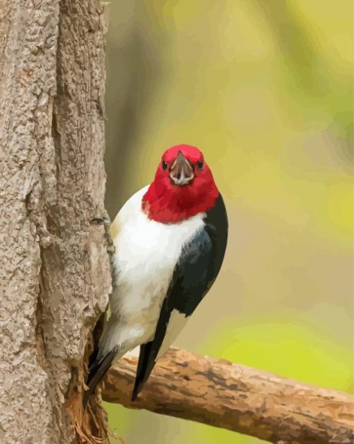 Red Headed Woodpecker Diamond Painting