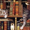 Vintage Cat With Books Diamond Painting