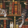 Vintage Cat With Books Diamond Painting