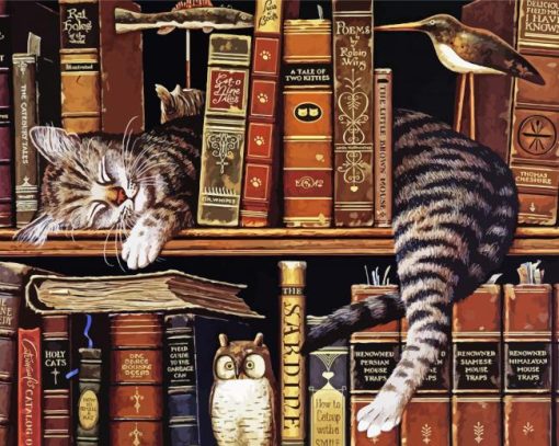 Vintage Cat With Books Diamond Painting