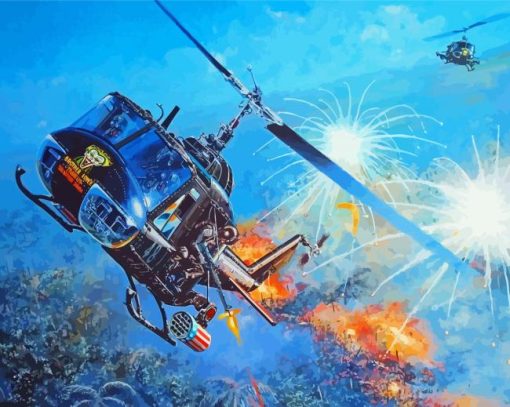 War Huey Helicopters Diamond Painting