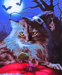 Witch Cat At Night Diamond Painting