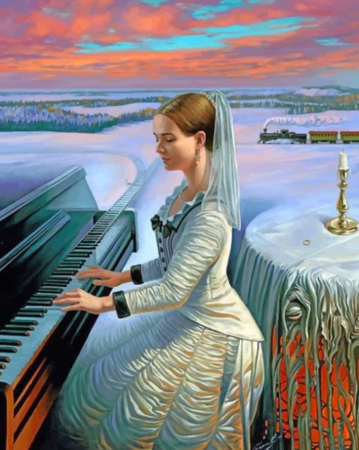 Woman Playing Piano Diamond Painting