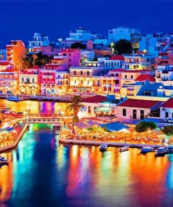 Agios Nikolaos At Night Diamond Painting