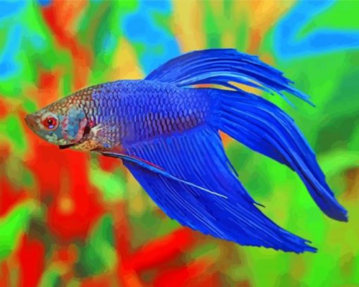 Blue Betta Siamese Diamond Painting