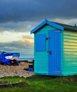 Blue Beach Hut Diamond Painting