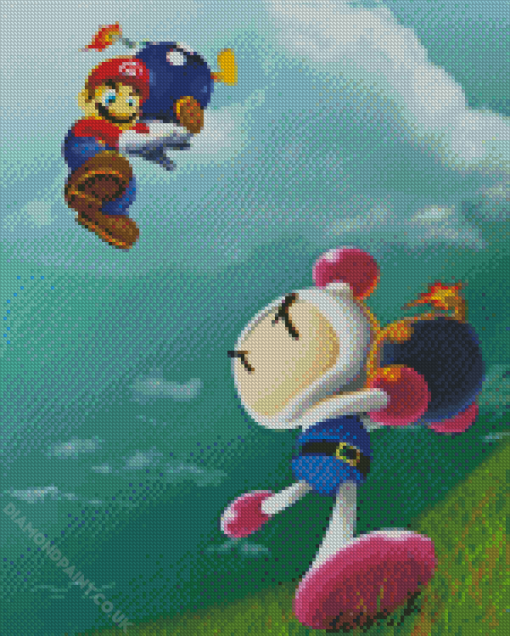 Bomberman And Super Mario Diamond Painting