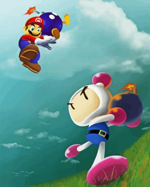 Bomberman And Super Mario Diamond Painting