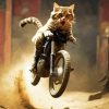 Cat On Motorcycle Diamond Painting