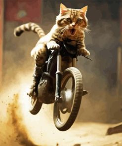 Cat On Motorcycle Diamond Painting