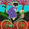 Cat On The Bike Diamond Painting