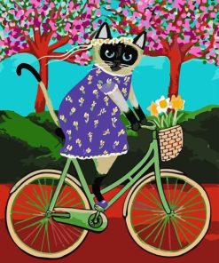 Cat On The Bike Diamond Painting