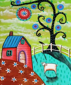 Folk Art Houses Diamond Painting