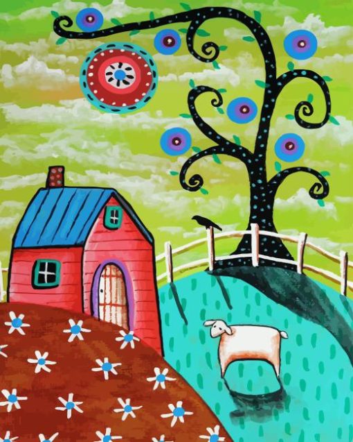 Folk Art Houses Diamond Painting