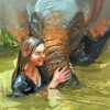 Girl Hugging Elephant Diamond Painting