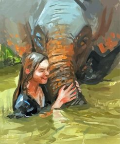 Girl Hugging Elephant Diamond Painting