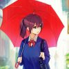 Girl With Red Umbrella Diamond Painting