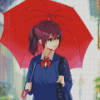 Girl With Red Umbrella Diamond Painting