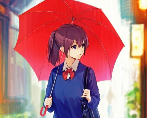 Girl With Red Umbrella Diamond Painting