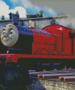 James The Red Engine Diamond Painting