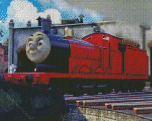 James The Red Engine Diamond Painting