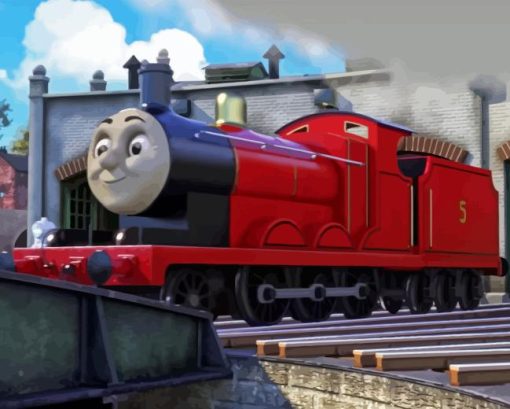 James The Red Engine Diamond Painting