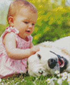 Little Girl With Puppy Diamond Painting