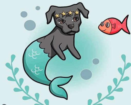 Mermaid Dog And Fish Diamond Painting