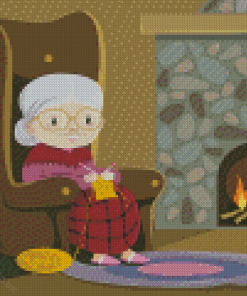 Old Woman Knitting Diamond Painting