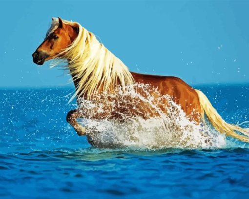 Palomino Horse In Sea Diamond Painting