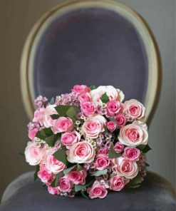 Pink Roses On Chair Diamond Painting